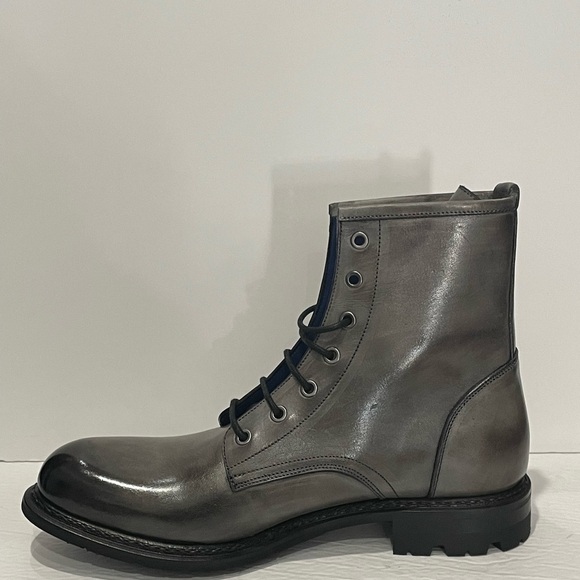 Emilio Franco boot chelsea gray round toe Italian leather black thick sole - Picture 3 of 5